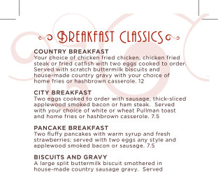 View Springs at the Artesian Breakfast Menu